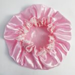 Touca de banho e umectação â€“ Impermeável e com forro de cetim - Rosa Bebe G - Imagem 5