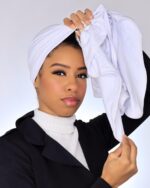 Toalha Branca  Anti Frizz Grande - 3 em 1 - 100% Algodão - Malha Fio Penteado - Turbante - Finalização de Salão - 60X80 | Soulta - Imagem 4